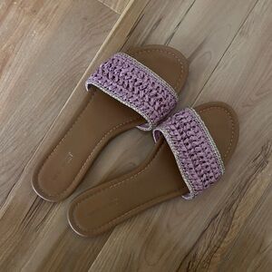 Pink Crochet Slide Sandals